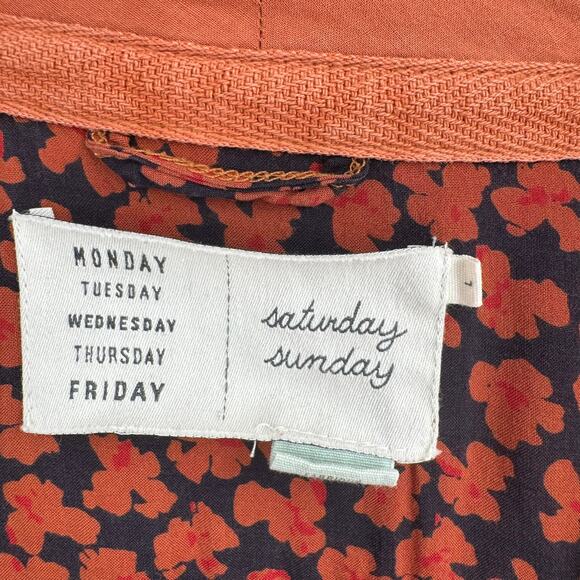 Saturday Sunday Anthropologie Cowl Neck Snap Down Shacket Womens Large Rust - Picture 6 of 10